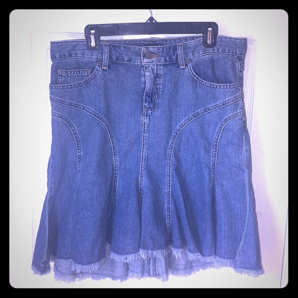 EXPRESS Denim skirt Fringe bottom